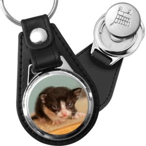 Porte-clés Chaton noir en simili-cuir