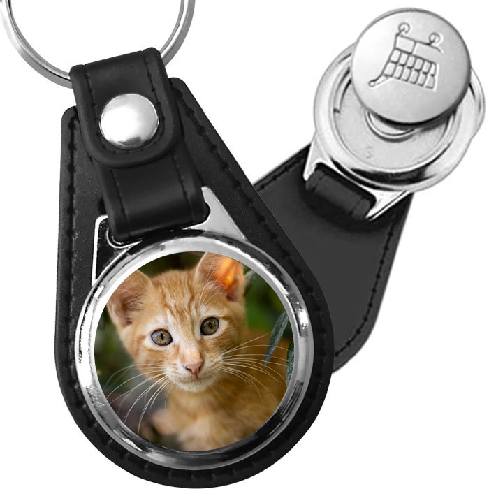 Porte-clés Chaton roux en simili-cuir