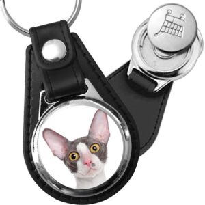 Porte-clés Cornish Rex en simili-cuir