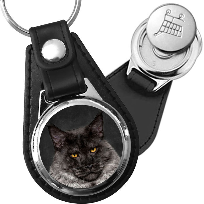 Porte-clés Maine Coon en simili-cuir