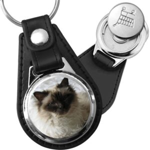 Porte-clés Sacré de Birmanie en simili-cuir