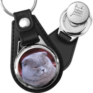 Porte-clés Scottish Fold en simili-cuir