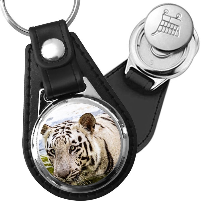 Porte-clés Tigre blanc en simili-cuir