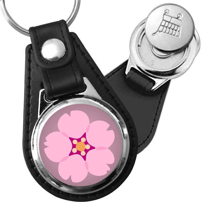 Porte-clés emoji Fleur de cerisier en simili-cuir