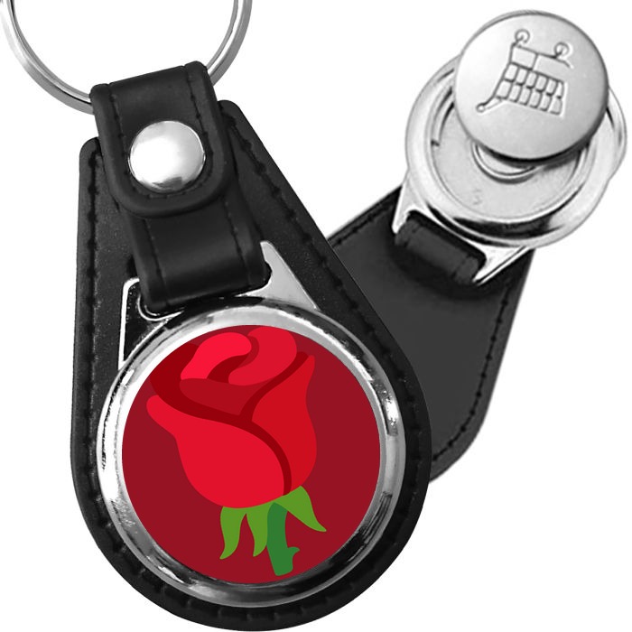 Porte-clés emoji Rose en simili-cuir