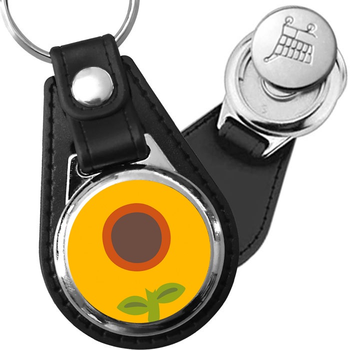 Porte-clés emoji Tournesol en simili-cuir