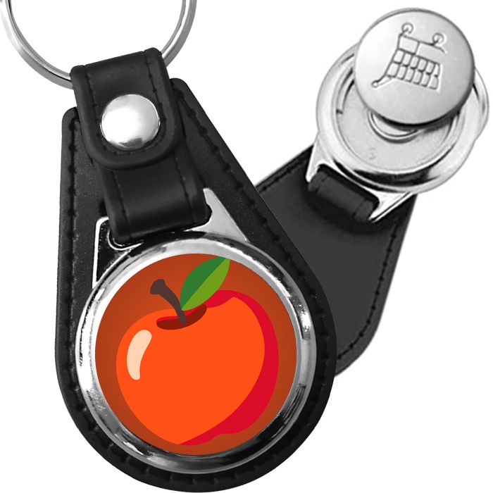Porte-clés emoji Pomme en simili-cuir