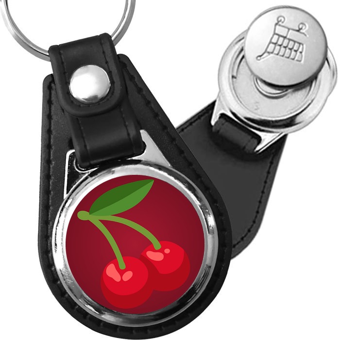 Porte-clés emoji Cerises en simili-cuir