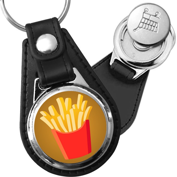 Porte-clés emoji Frites en simili-cuir