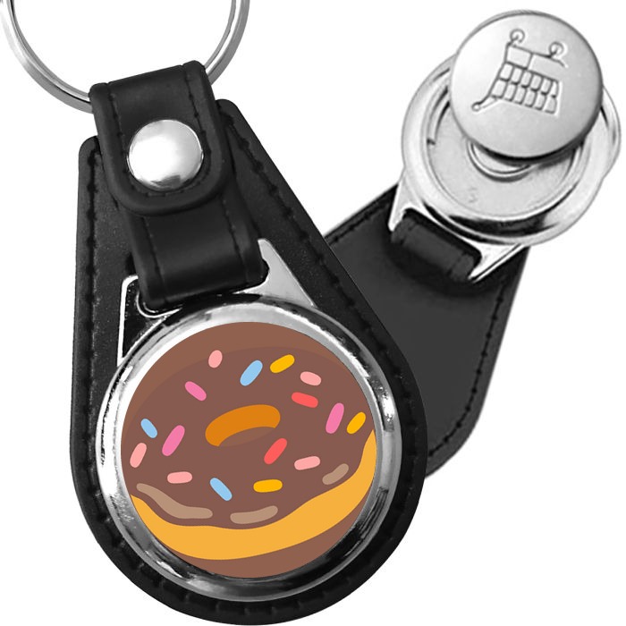 Porte-clés emoji Donut en simili-cuir