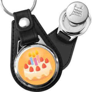 Porte-clés emoji Gateau d'anniversaire en simili-cuir