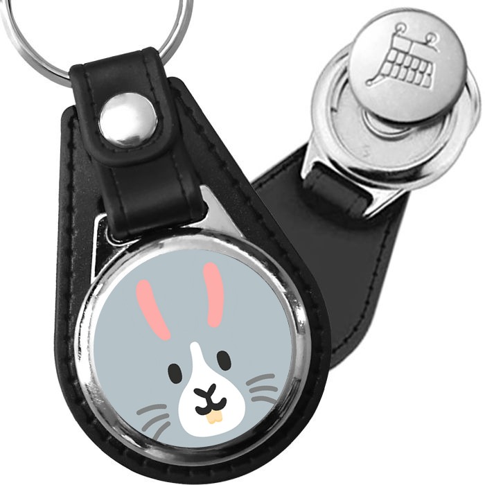 Porte-clés emoji Tete de lapin en simili-cuir