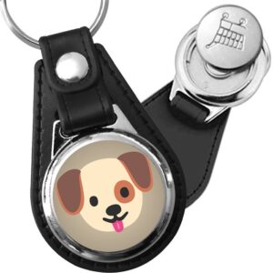 Porte-clés emoji Tete de chien en simili-cuir