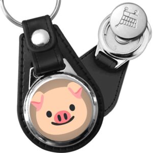 Porte-clés emoji Tete de cochon en simili-cuir