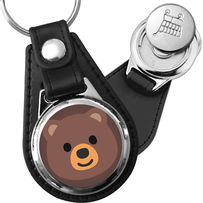 Porte-clés emoji Tete d'ours en simili-cuir