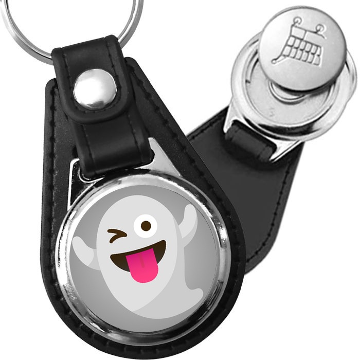 Porte-clés emoji Fantome en simili-cuir
