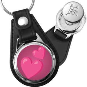 Porte-clés emoji Deux coeurs en simili-cuir