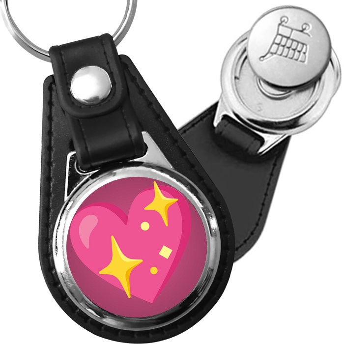 Porte-clés emoji Coeur scintillant en simili-cuir
