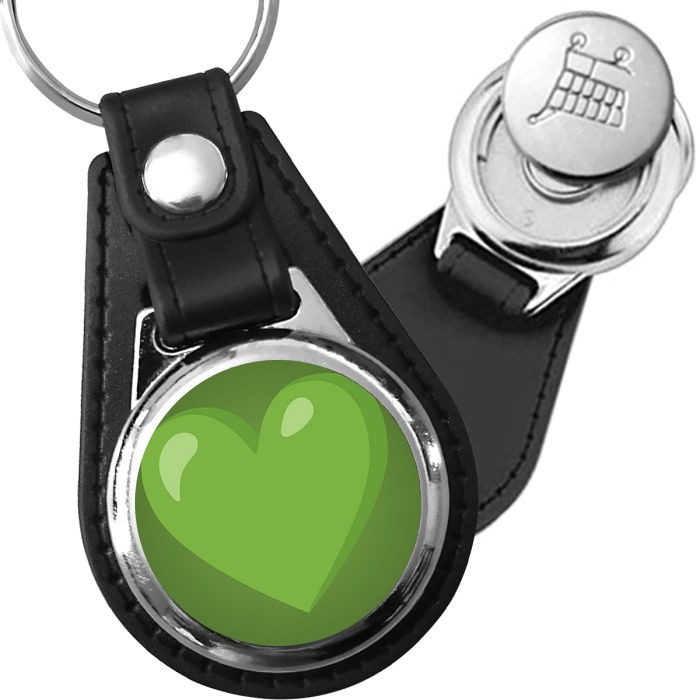 Porte-clés emoji Coeur vert en simili-cuir
