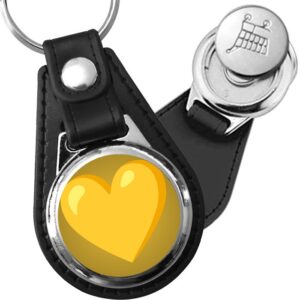 Porte-clés emoji Coeur jaune en simili-cuir