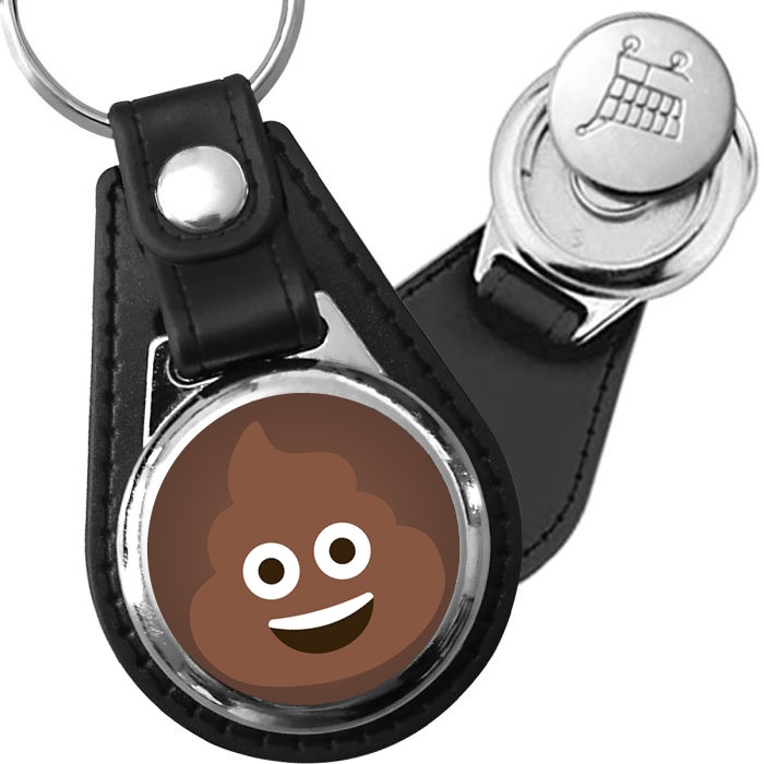 Porte-clés emoji Caca souriant en simili-cuir