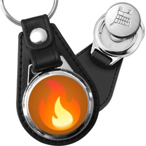Porte-clés emoji Flamme en simili-cuir