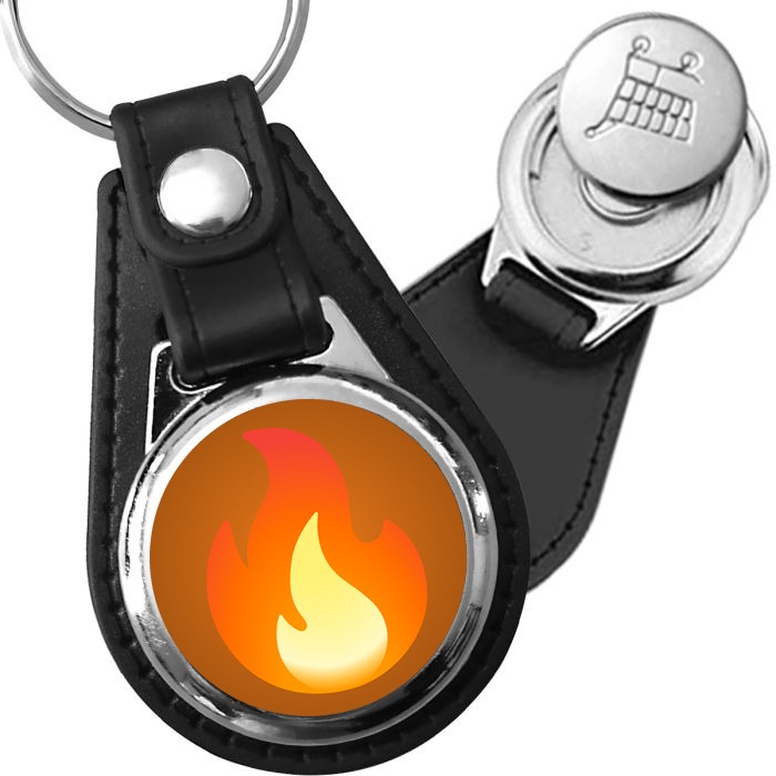 Porte-clés emoji Flamme en simili-cuir