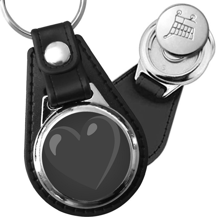 Porte-clés emoji Coeur noir en simili-cuir