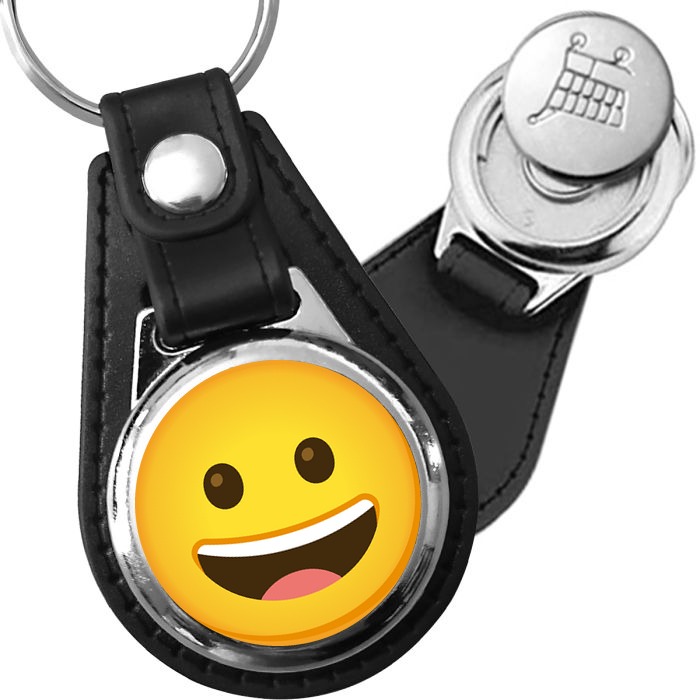 Porte-clés emoji Smiley souriant en simili-cuir