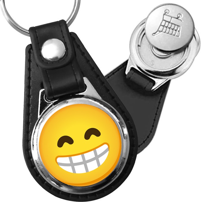Porte-clés emoji Smiley radieux en simili-cuir