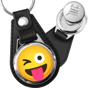 Porte-clés emoji Smiley farceur en simili-cuir