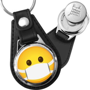 Porte-clés emoji Smiley masqué en simili-cuir