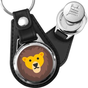 Porte-clés emoji Tete de lion en simili-cuir