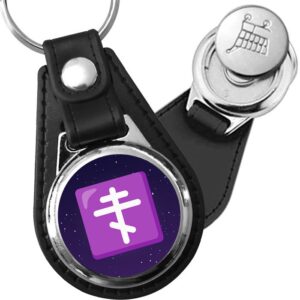 Porte-clés Croix orthodoxe en simili-cuir