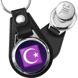 Porte-clés Etoile et croissant en simili-cuir