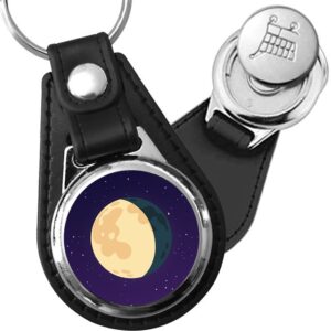 Porte-clés Lune gibbeuse decroissante en simili-cuir
