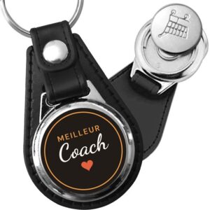 Porte-clés Meilleur Coach en simili-cuir