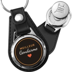 Porte-clés Meilleur Gendarme en simili-cuir