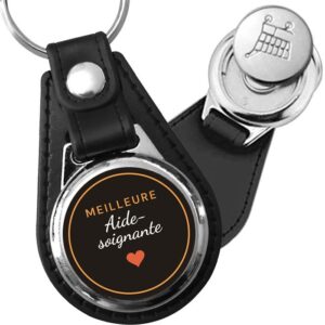 Porte-clés Meilleure Aide-soignante en simili-cuir