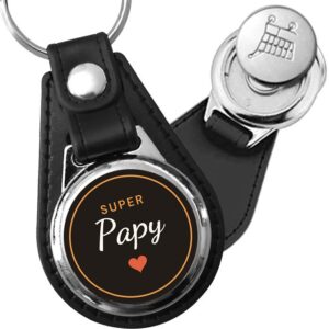 Porte-clés Super Papy en simili-cuir