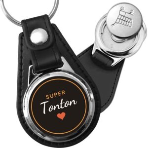 Porte-clés Super Tonton en simili-cuir